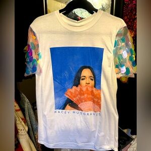 NWT Fringe + Co. Kacey Musgraves Handmade Sequin Shoulder Tee - L